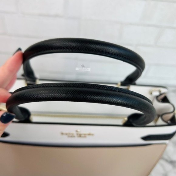 Kate Spade Staci Warm Beige Colorblock Large Satchel Crossbody - Picture 6 of 11